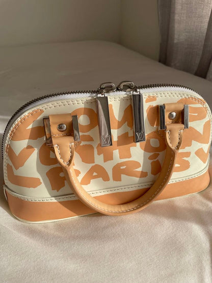 LOUIS VUITTON Alma PM Monogram Handbag White #QYB6I7