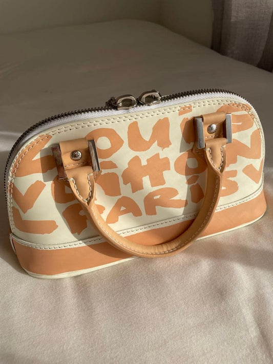 LOUIS VUITTON Alma PM Monogram Handbag White #QYB6I7