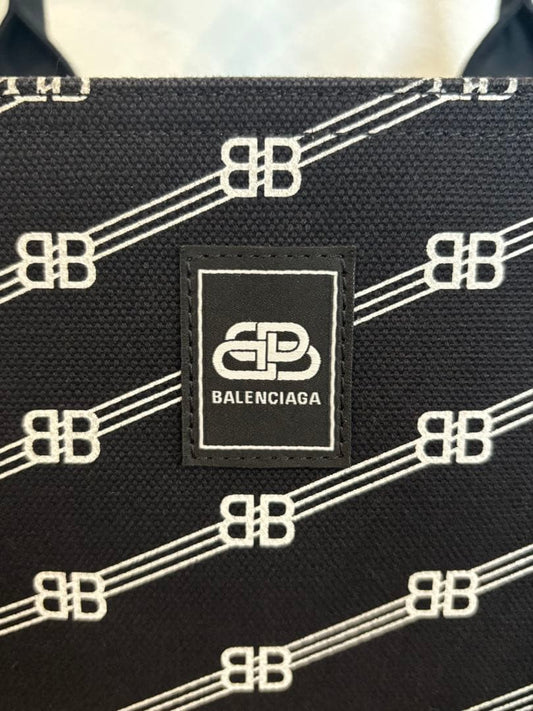 BALENCIAGA BB Monogram Black Tote Bag #QYCNCW