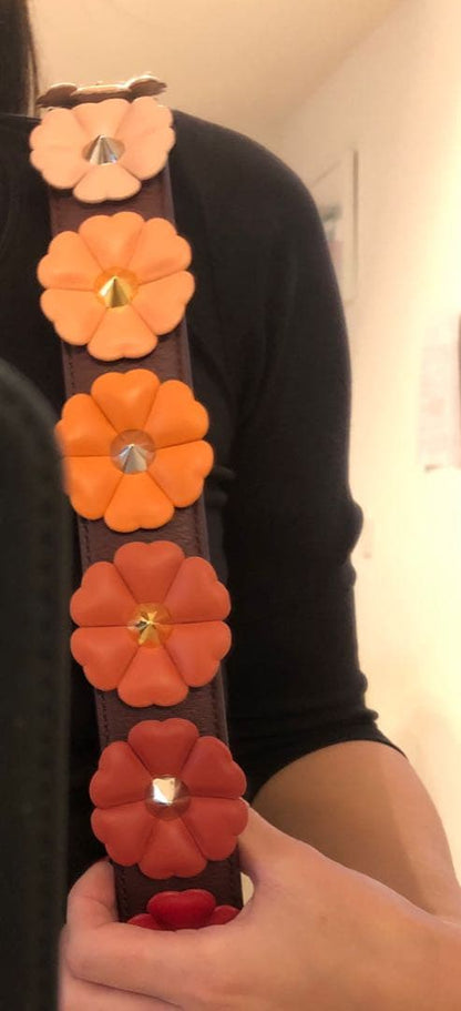 FENDI Flowerland Strap You Red Bag Strap #QYKM94