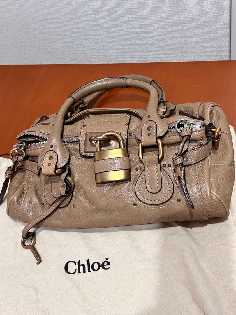 Chloe Paddington Beige Leather Handbag with Lock & Key #QYGS2B