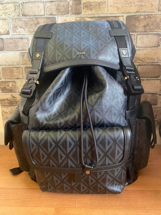 DIOR Hit The Road Backpack CD Diamond Canvas Black #QYBDL3