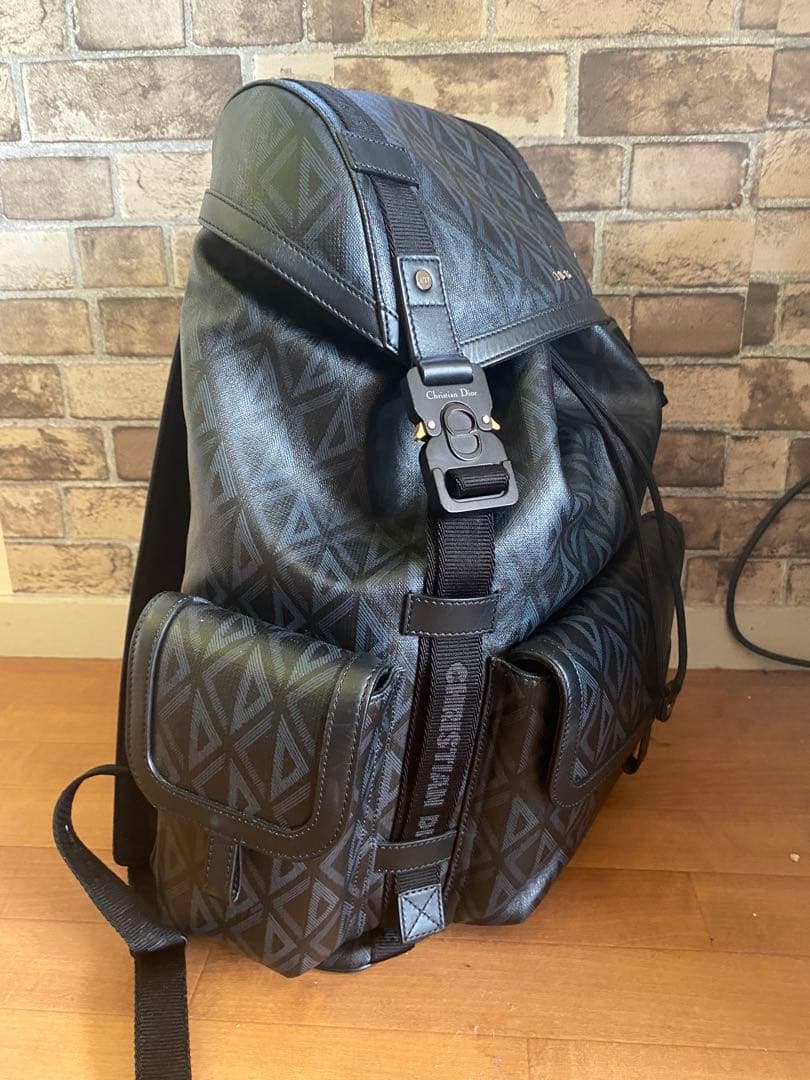 DIOR Hit The Road Backpack CD Diamond Canvas Black #QYBDL3