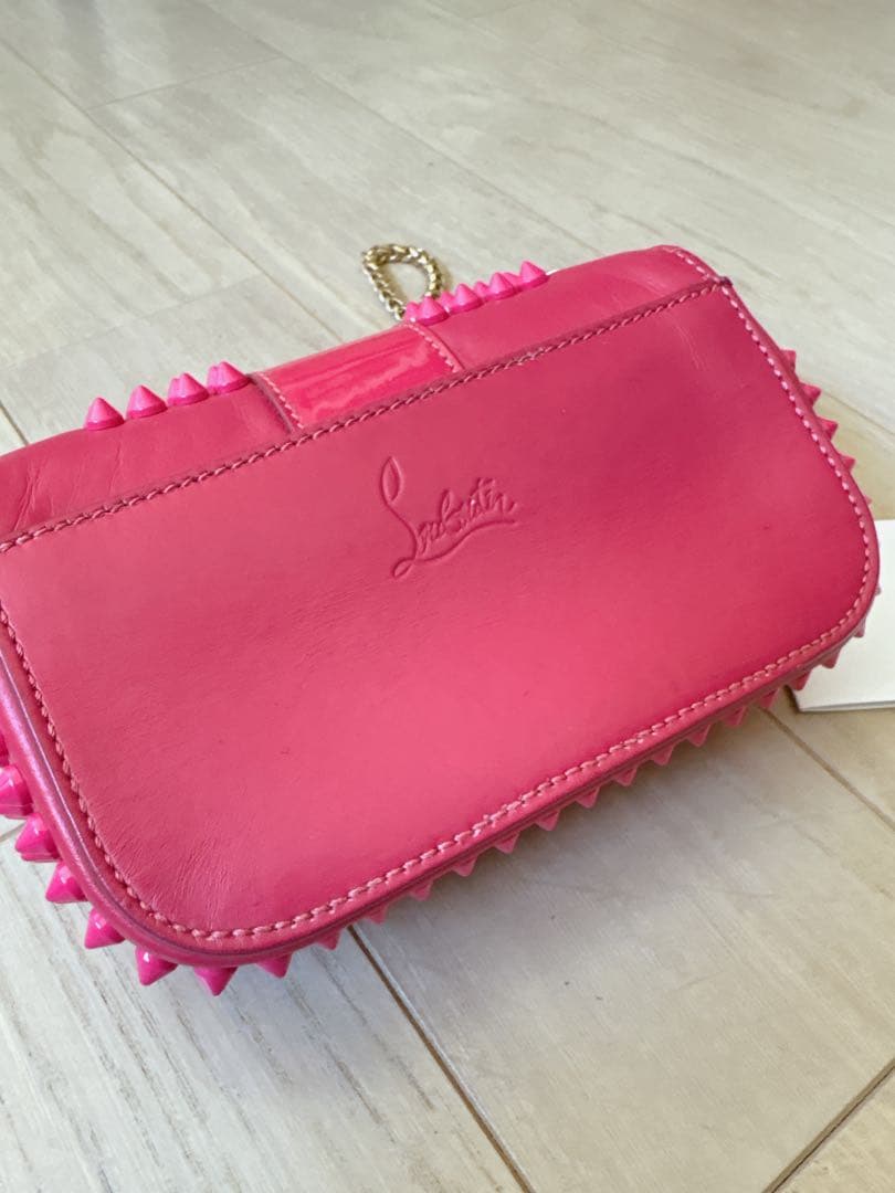 Christian Louboutin Sweet Charity Mini Pink Studded Chain Shoulder Bag #QY6V02
