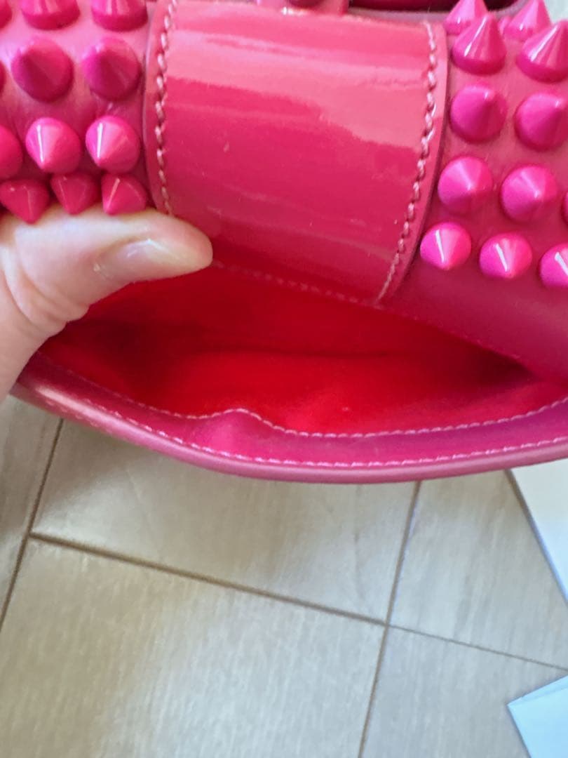 Christian Louboutin Sweet Charity Mini Pink Studded Chain Shoulder Bag #QY6V02