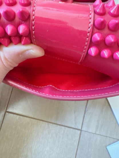 Christian Louboutin Sweet Charity Mini Pink Studded Chain Shoulder Bag #QY6V02