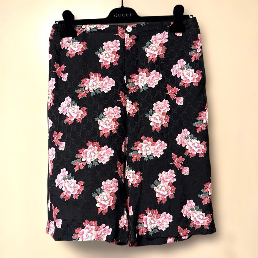 GUCCI Flower Print GG All-Over Silk Shorts Worn by TAKUYA∞ #PC00HL