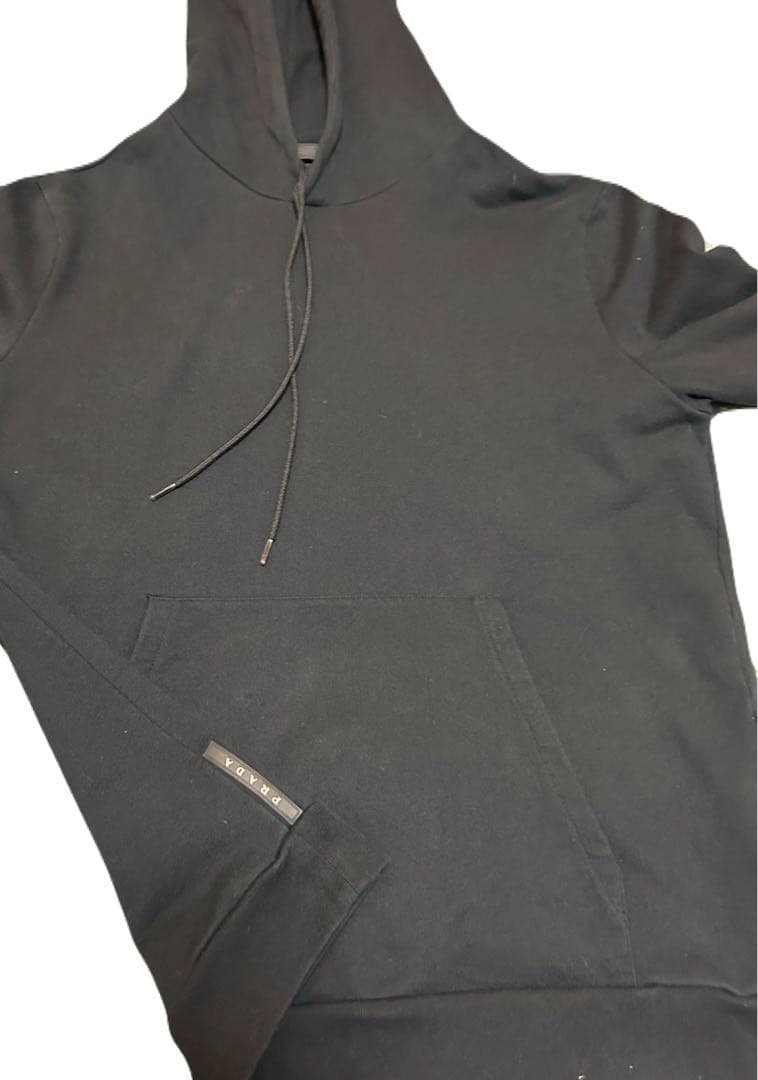 PRADA black hoodie with hood #QYJXOS