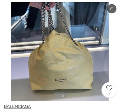 BALENCIAGA Crush Tote Small Yellow Leather #QYKUUE