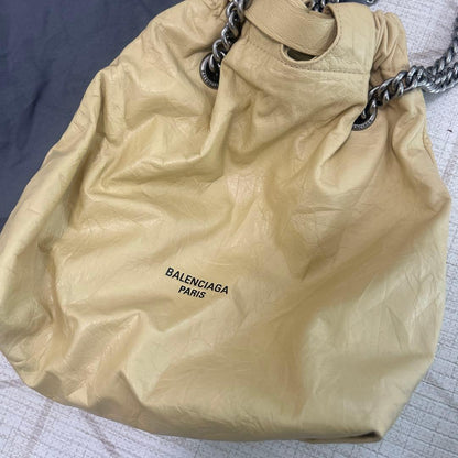 BALENCIAGA Crush Tote Small Yellow Leather #QYKUUE