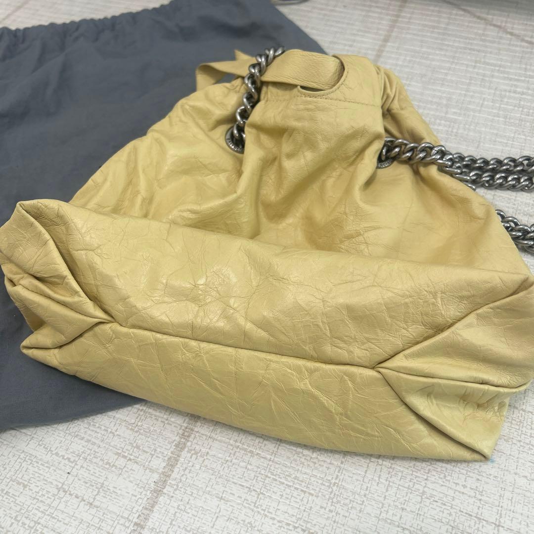 BALENCIAGA Crush Tote Small Yellow Leather #QYKUUE