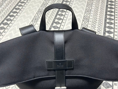 GUCCI Shelly Web Line Backpack Canvas Black Green #QYE5H3