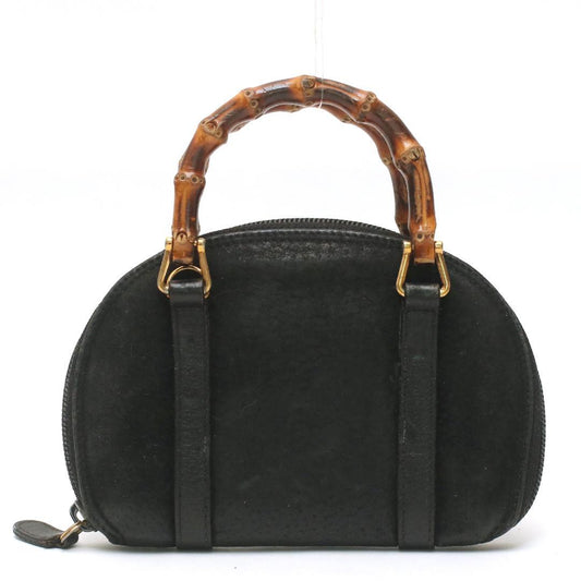 Vintage Old Gucci Black Suede Leather Bamboo Mini Bag #PGIG12