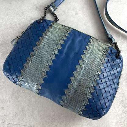 BOTTEGA VENETA Nodini Shoulder Bag in Intrecciato Blue #QYD2YI