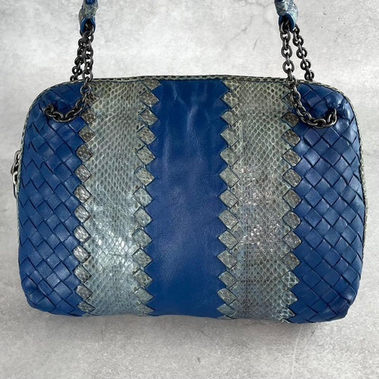 BOTTEGA VENETA Nodini Shoulder Bag in Intrecciato Blue #QYD2YI