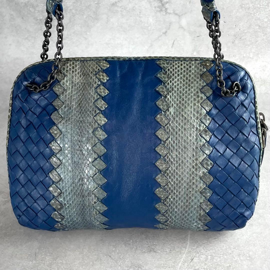BOTTEGA VENETA Nodini Shoulder Bag in Intrecciato Blue #QYD2YI