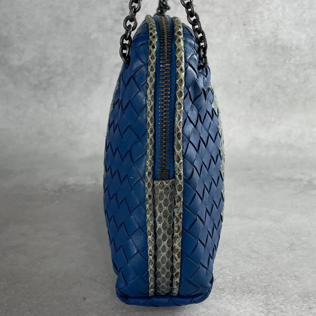 BOTTEGA VENETA Nodini Shoulder Bag in Intrecciato Blue #QYD2YI