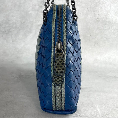 BOTTEGA VENETA Nodini Shoulder Bag in Intrecciato Blue #QYD2YI
