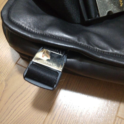 Vintage PRADA Leather Shoulder Bag, Deadstock Black #QYFVE3