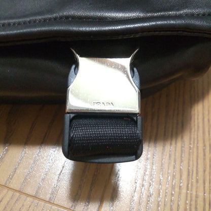 Vintage PRADA Leather Shoulder Bag, Deadstock Black #QYFVE3
