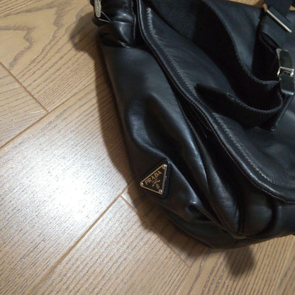 Vintage PRADA Leather Shoulder Bag, Deadstock Black #QYFVE3