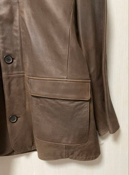 Brooks Brothers Brown Leather Coat #PFB5TK