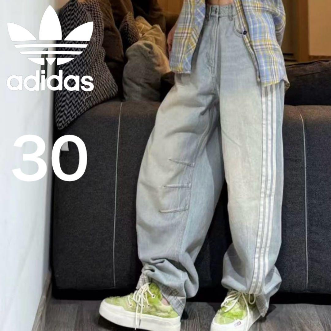 30?ADILENIUM Banana Fit Washed Denim Pants Blue #QO739P