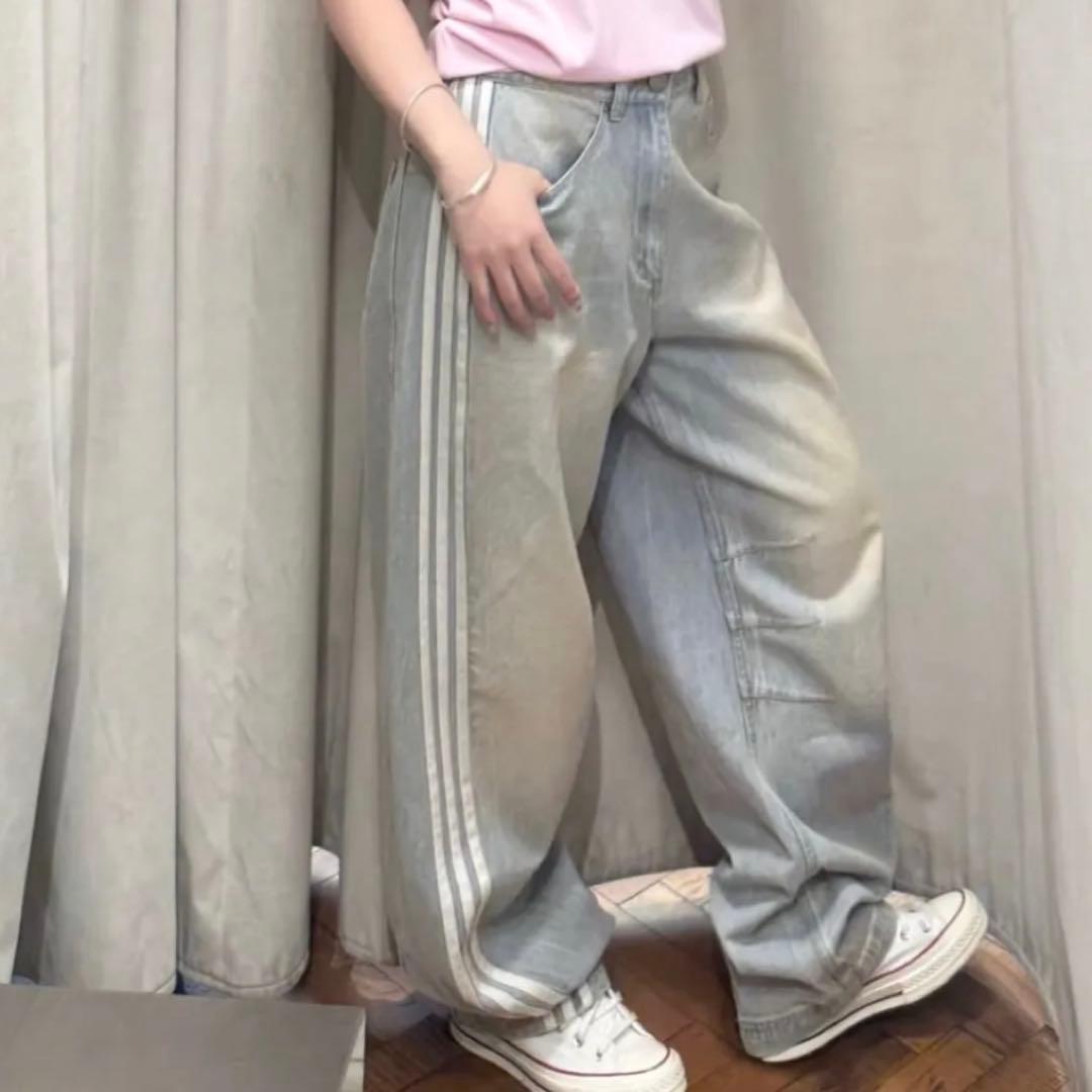 30?ADILENIUM Banana Fit Washed Denim Pants Blue #QO739P