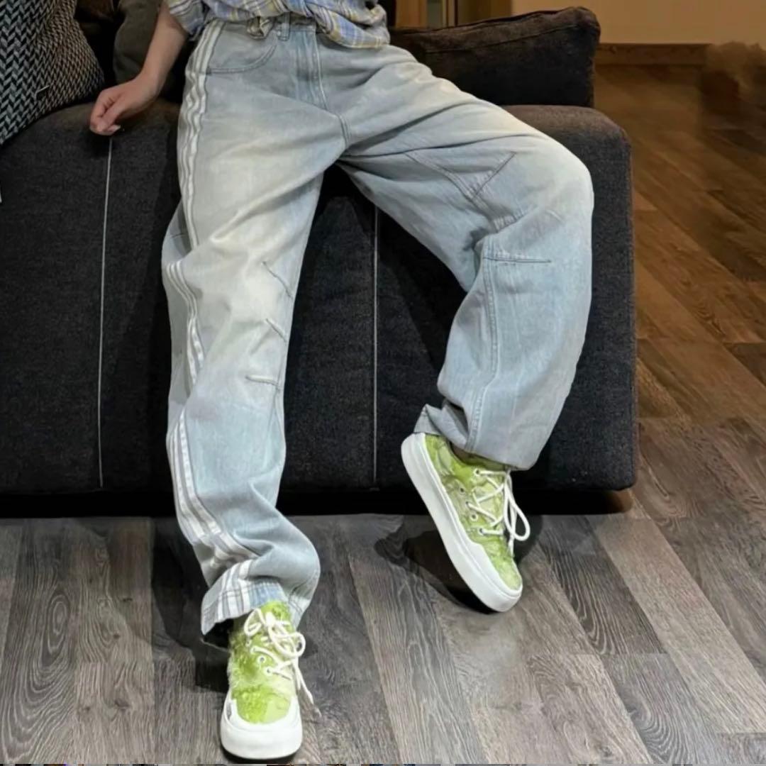 30?ADILENIUM Banana Fit Washed Denim Pants Blue #QO739P