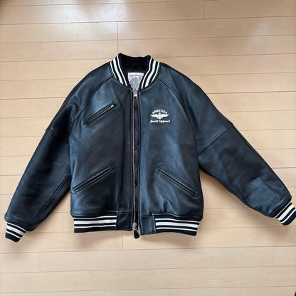 AVIREX Black Leather Jacket M #QYIO3T