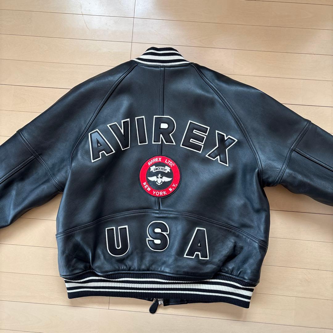 AVIREX Black Leather Jacket M #QYIO3T