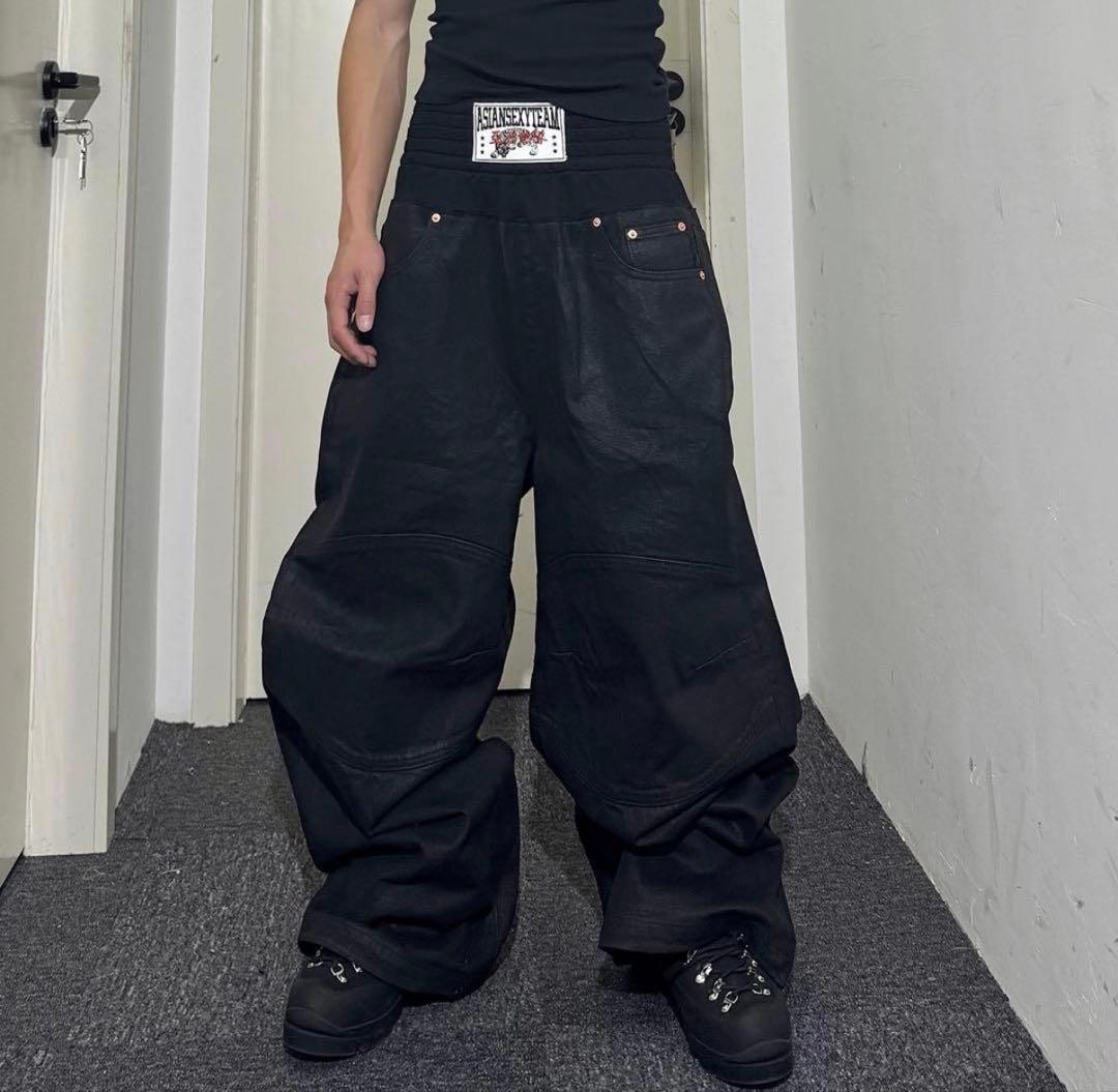 RYE CHASIN Black Denim Wide Pants #QYGJE9