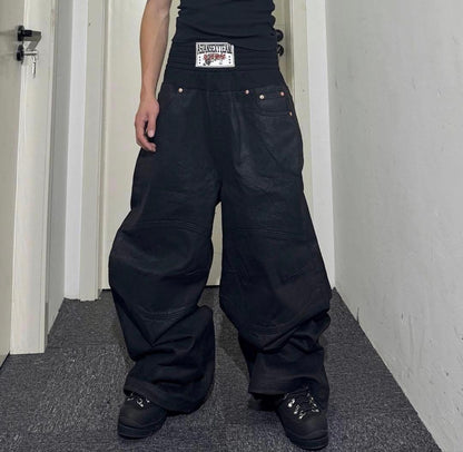 RYE CHASIN Black Denim Wide Pants #QYGJE9