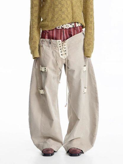 EMOBROTHER EMO Double Waistline Cargo Pants #QYEEJ0