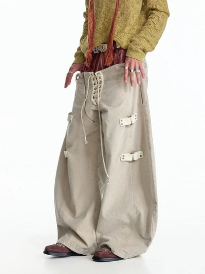EMOBROTHER EMO Double Waistline Cargo Pants #QYEEJ0