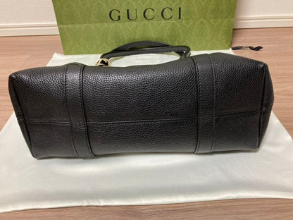 GUCCI Miss GG Leather Tote Handbag Black W36cm Dept Store Exclusive Near #QY98X5