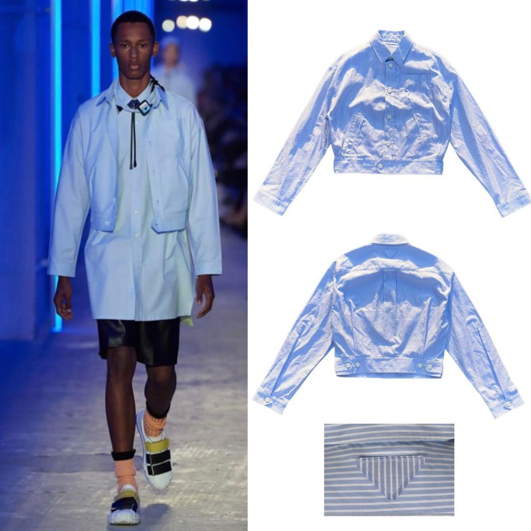 20SS PRADA TRIANGLE STRIPE SHIRT BLOUSON #QYC097