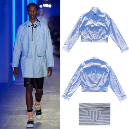 20SS PRADA TRIANGLE STRIPE SHIRT BLOUSON #QYC097