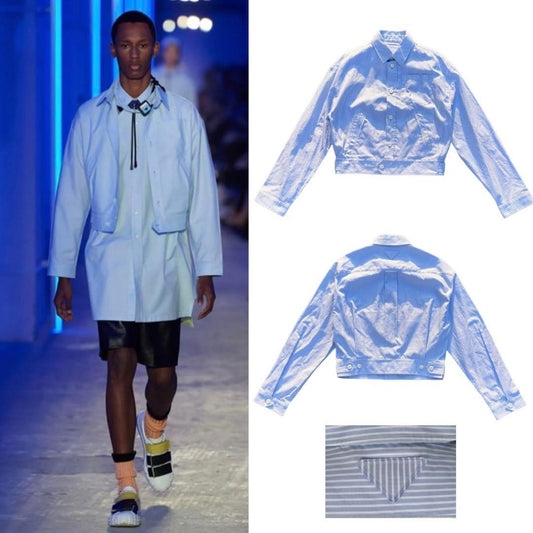 20SS PRADA TRIANGLE STRIPE SHIRT BLOUSON #QYC097