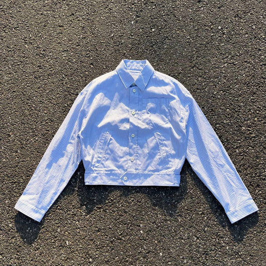 20SS PRADA TRIANGLE STRIPE SHIRT BLOUSON #QYC097