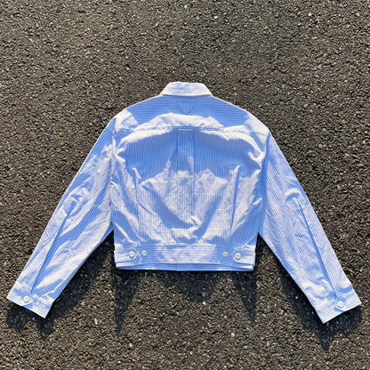 20SS PRADA TRIANGLE STRIPE SHIRT BLOUSON #QYC097