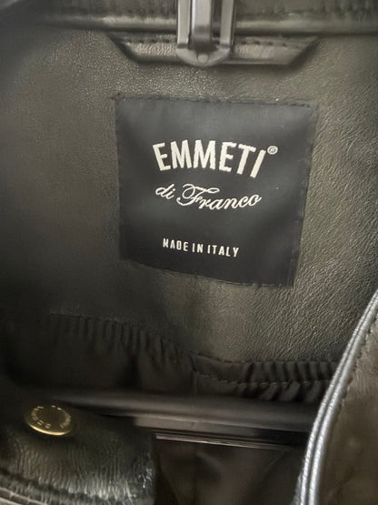 EMMETI di Franco Black Leather Single Rider Jacket #QYC0FU