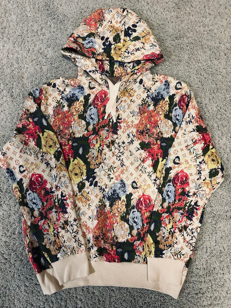LOUIS VUITTON 22AW Monogram Flower Jacquard Hoodie XL #QY2D1H