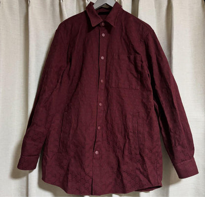 GUCCI GG Canvas Shirt in Burgundy #QY0UVS