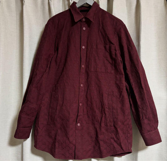 GUCCI GG Canvas Shirt in Burgundy #QY0UVS