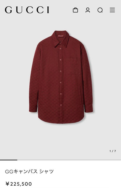 GUCCI GG Canvas Shirt in Burgundy #QY0UVS