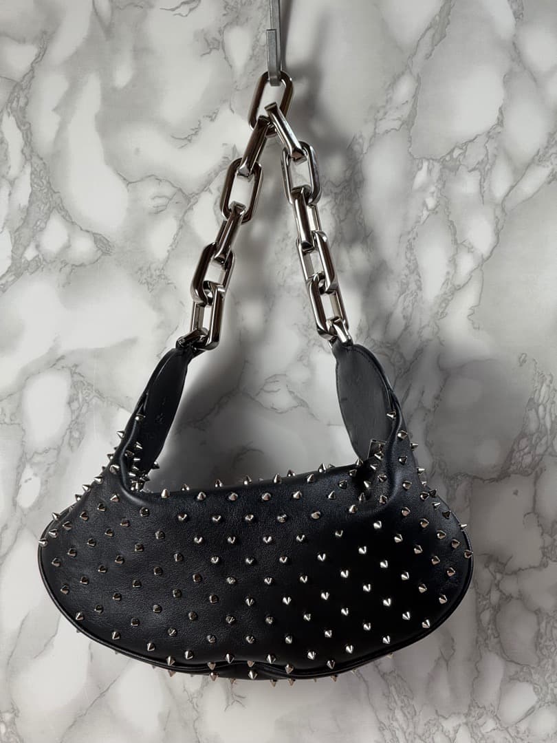 Christian Louboutin Studded Black Leather Chain Shoulder Bag #QYAAHN