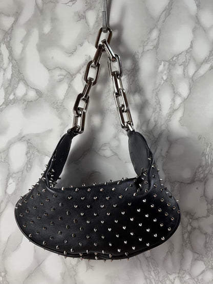 Christian Louboutin Studded Black Leather Chain Shoulder Bag #QYAAHN
