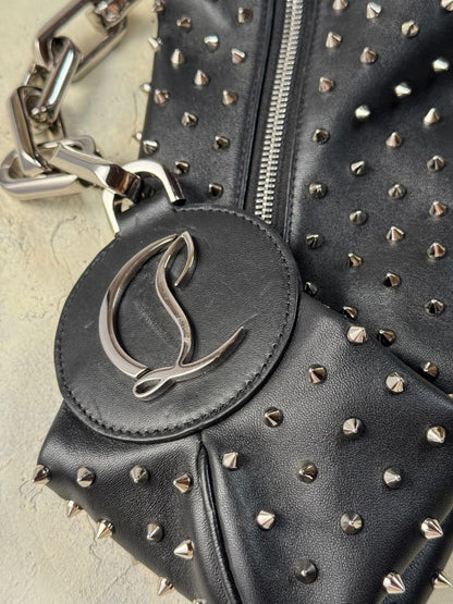 Christian Louboutin Studded Black Leather Chain Shoulder Bag #QYAAHN