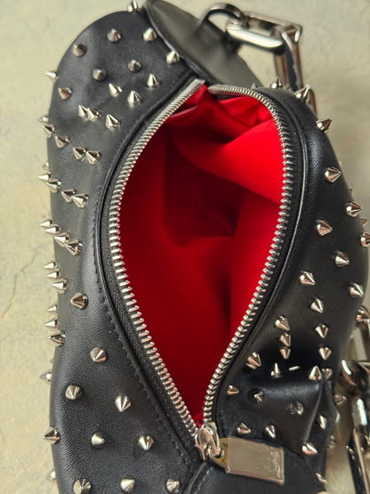 Christian Louboutin Studded Black Leather Chain Shoulder Bag #QYAAHN